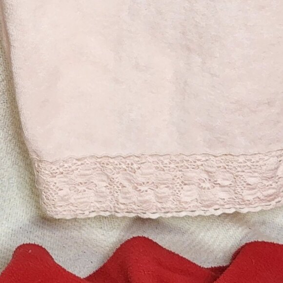 Spa Chico's Pink Terry Cloth Cotton Poly Tie Lace Hem Lounge Pants Chico 2 US 12 - Picture 13 of 16